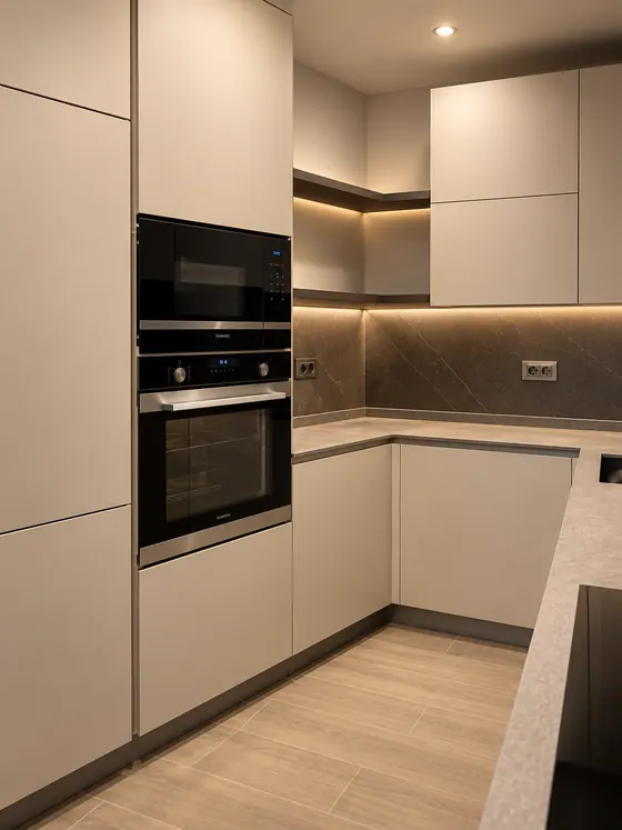 Cucina ad angolo su misura con colonne
