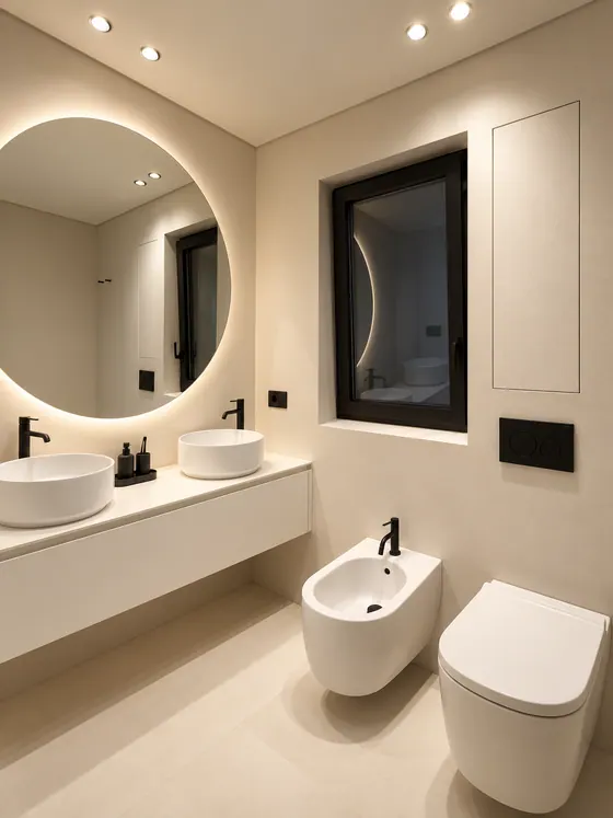 Piano bagno su misura con due lavabi