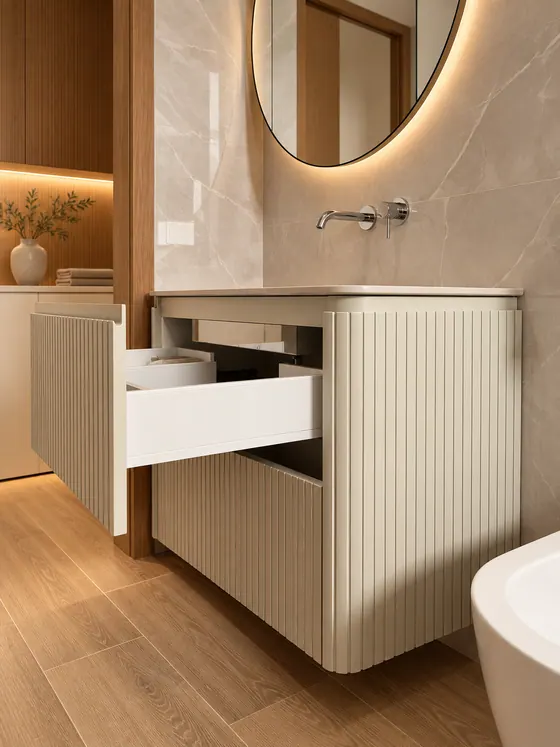 Mobile bagno con cassetto aperto