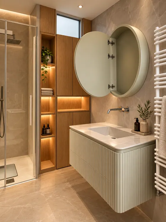 Bagno su misura con colonne e mobile lavabo
