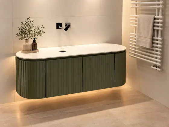 Mobile bagno curvo su misura, vista laterale