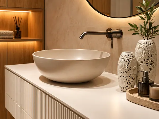 Mobile bagno su misura con lavabo d'appoggio